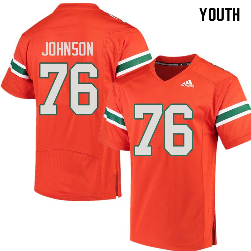 Youth Miami Hurricanes #76 Tre Johnson College Football Jerseys Sale-Orange